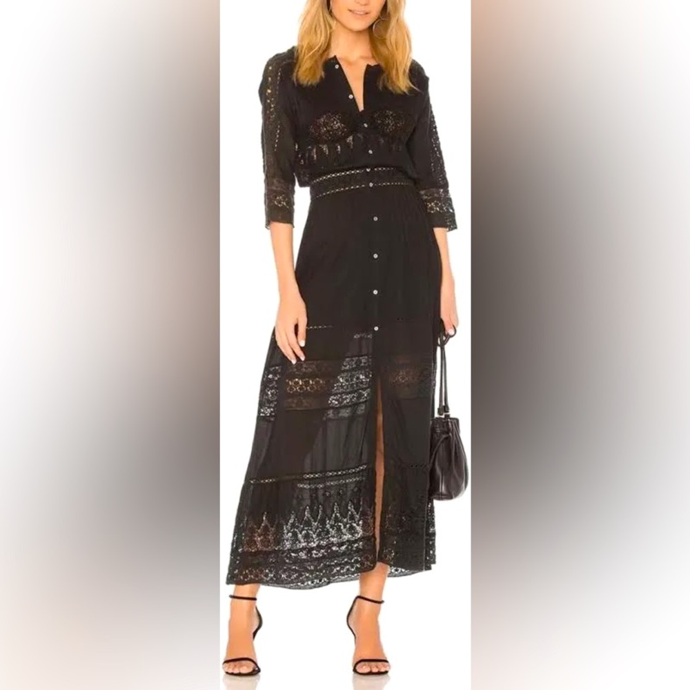 NWT LoveShackFancy Beth Dress Black Size Small